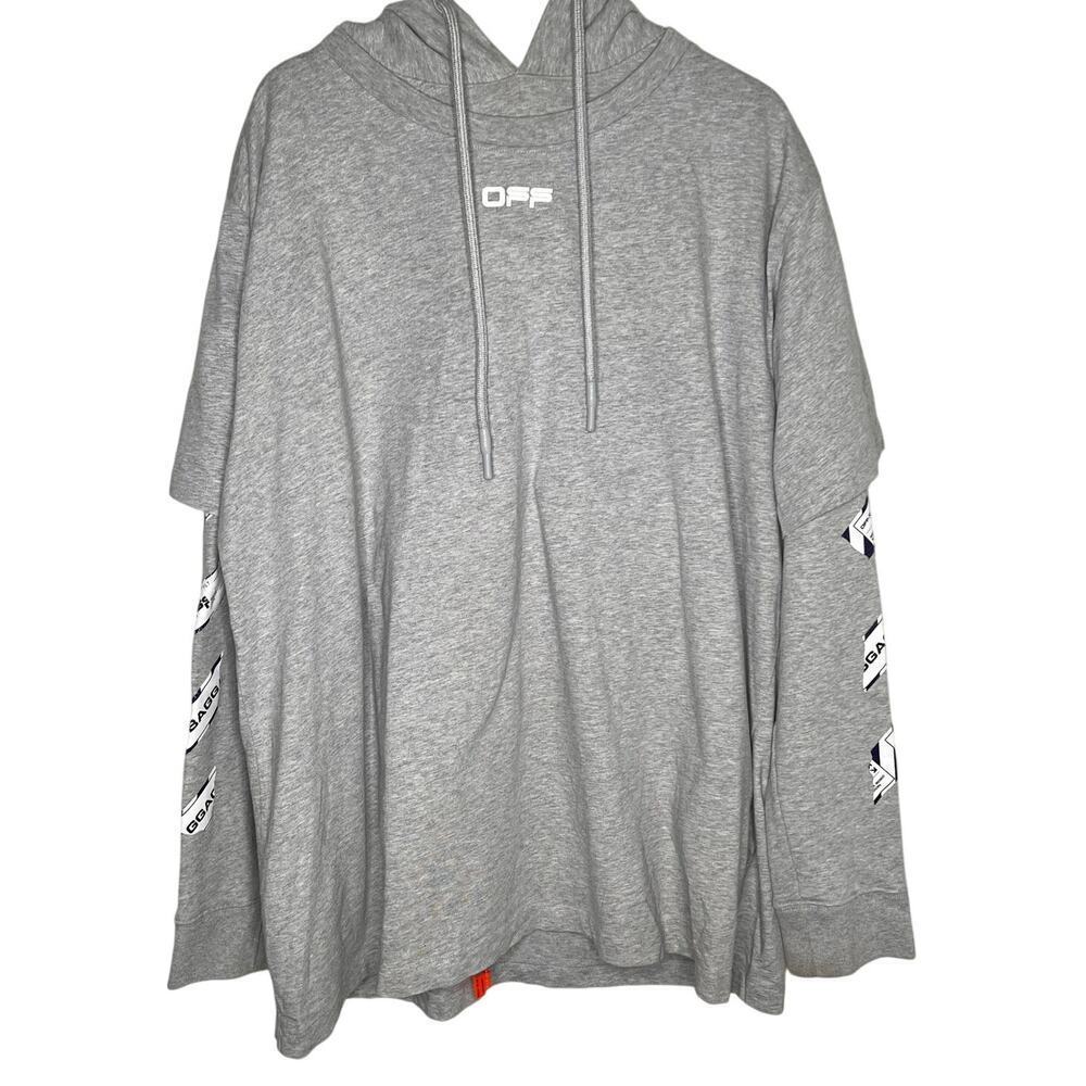 Off White 2013 Airport Tape Double Layered Tee Sweatshirt Melange Gray White L - Picture 2 of 15